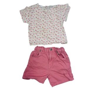Vtg Cherokee by Target Toddler Girls Floral Top & Pink Shorts Set‎ 24 Months